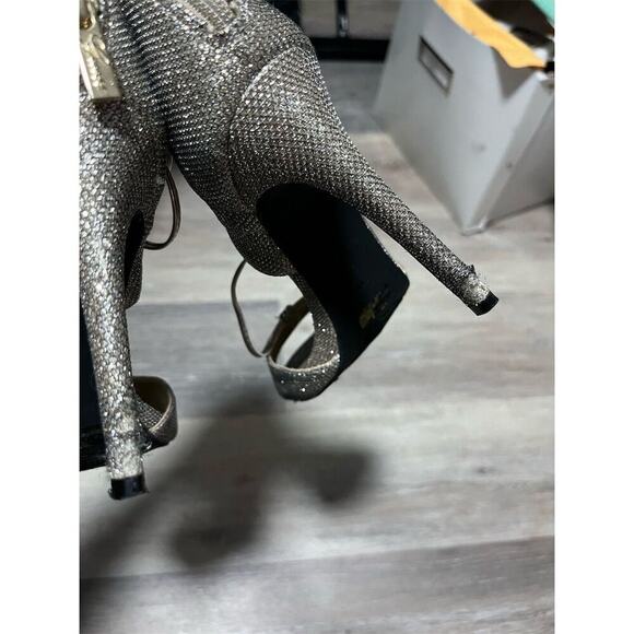Guess Glitter Gold Gladiator Stiletto Heels Women's 8 Open Toe Party Shoes - Picture 7 of 10
